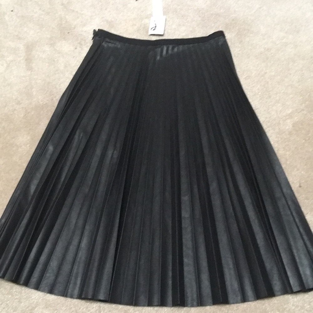 NWT black faux leather pleated skirt